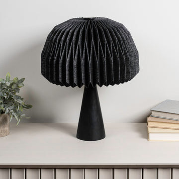 Sylvie 16" Modern Minimalist Paper Pleated Shade Mushroom Accent LED Table Lamp